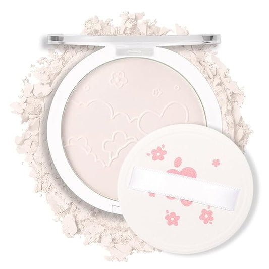 Face Oil Control Pressed Setting Powder-Clarifying Finishing Powder,Waterproof Long Lasting Setting Powder Makeup,Blurs Fine Lines&Imperfections,Translucent Powder Setting Powder with Powder Puff-BrightBean Baby
