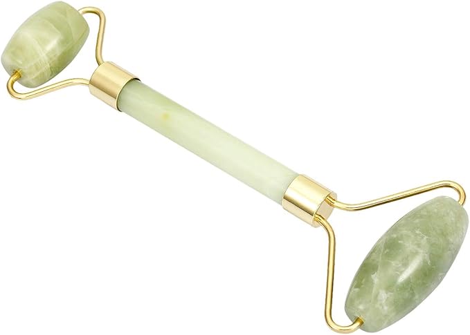 Rockcloud Natural Crystal Stone Roller Massager Double Neck Face & Neck Massage Therapy Anti-Aging Wrinkle Healing Slimming Skincare Tool, Xiuyan Jade-BrightBean Baby