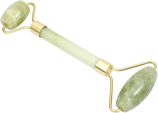 Rockcloud Natural Crystal Stone Roller Massager Double Neck Face & Neck Massage Therapy Anti-Aging Wrinkle Healing Slimming Skincare Tool, Xiuyan Jade-BrightBean Baby