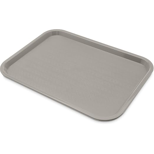 Carlisle FoodService Products Cafe Fast Food Cafeteria Tray with Patterned Surface for Cafeterias, Fast Food, And Dining Room, Plastic, 16.31 X 12.06 X 0.7 Inches, Gray, (Pack of 24)