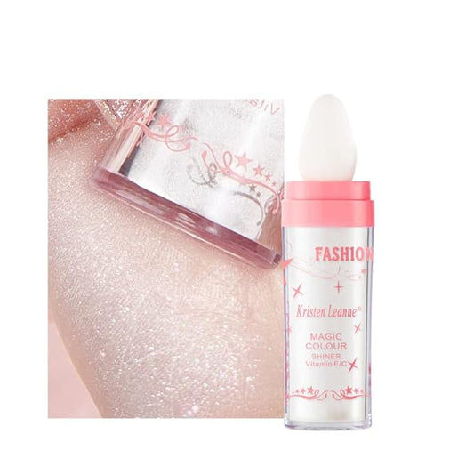 AKARY Shimmer Highlighter Powder, Fairy Polvo De Hadas Highlighter Powder & Blush Stick, Instant Glow Luminizer Duo, Glitter Body Face Hair High Gloss Stick, Sparkle Smudge-Proof Highlighter Stick Party Makeup (C-#01)-BrightBean Baby