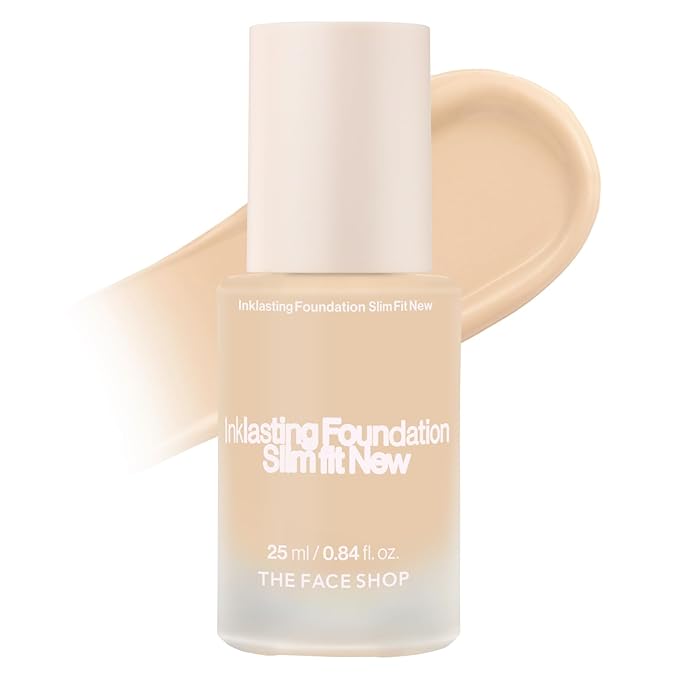 THE FACE SHOP Ink Lasting Liquid Foundation, Full Coverage, 72‑Hour Wear Semi‑Matte Finish, Makeup with Bakuchiol, C120 Neutral Beige, 0.84 Fl. Oz.-BrightBean Baby