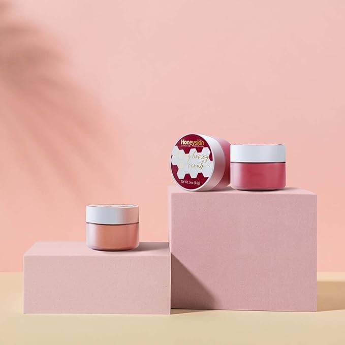 Lip Exfoliator Scrub and Lip Treatment - Gentle Lip Repair for Dry Cracked Lips and Lip Scrubs Exfoliator and Moisturizer - All Naturals Lip Brightening for Dark Lips (Cherry Honey)-BrightBean Baby