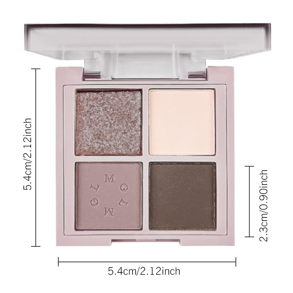 4Colors Eyeshadow Makeup Palette,Nude Gray Black Natural Neutral Powde Eye Shadow Palette for Older Women,Long Lasting Naturing-Looking,Lightweight,Waterproof,Eye Makeup Kit Travel Size-BrightBean Baby