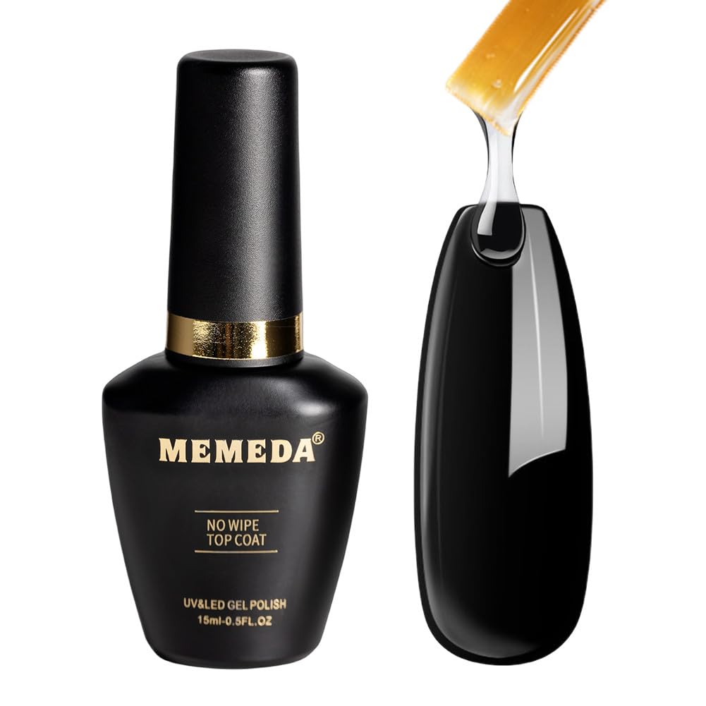 Gel Nail Polish Top Coat, 15ml No Wipe High Gloss Shiny Long Lasting Clear Top Gel for Acrylic Nails, Need U V/LED Lamp for Home DIY and Spring Nail Salon-BrightBean Baby