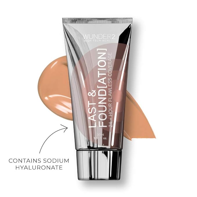 WUNDERBROW Full Coverage Foundation, Last & Found[ation] – Buildable Full Coverage Liquid Foundation For 24+ Hours Wear – Long Lasting, Waterproof, Nude-BrightBean Baby