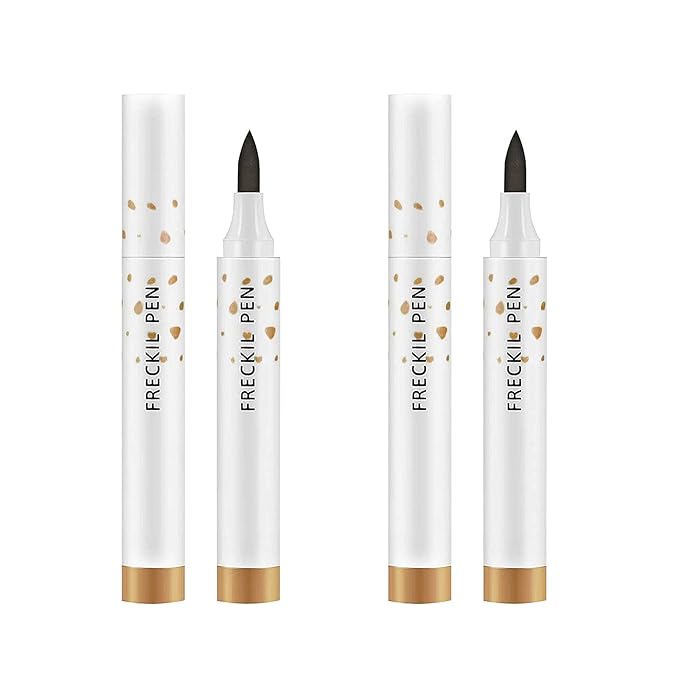 2 Pcs Freckle Pen Set, Natural Lifelike Fake Freckles Makeup Pen Magic Brown Color Freckles Makeup Tool Long-Lasting Waterproof Dot Spot Pen for Effortless Sunkissed Makeup (Light Brown)-BrightBean Baby