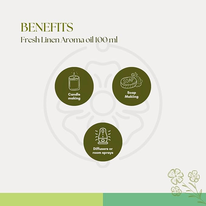 Roots & Above Fresh Linen Aroma Oil 3.38 oz/100ml Perfect for Diffusers, Soap Making, Candles, Lotion, Home Scents, Perfume & Fragrance Oils-BrightBean Baby