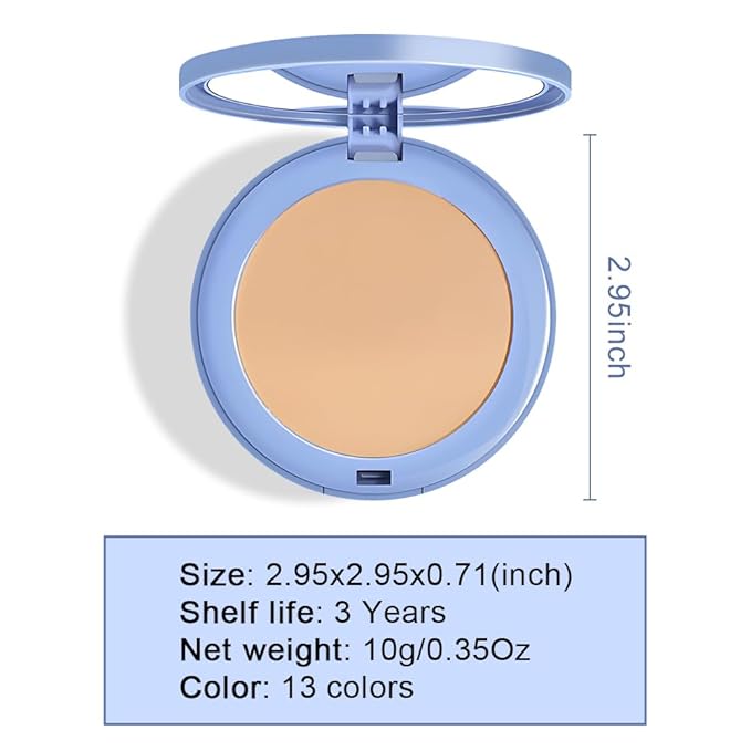 evpct Kaely Oil Control Pressed Face Powder, Get Smooth Flawless Fine Lines and Lightweight Finishing Foundation, Control Shine Long Lasting Waterproof Face Setting Powder Cosmetic, 03 Pure Beige-BrightBean Baby