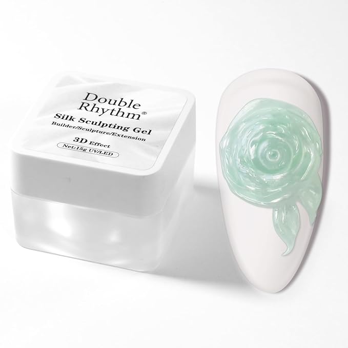 Double Rhythm 3D Nail Gel Pearl Solid Sculpting for Nail Art Non-Sticky Hard for Building Carving Molding Extension Soak Off UV/LED Nail Art Salon Home DIY 0.5 Oz (Green-Silk 08)-BrightBean Baby
