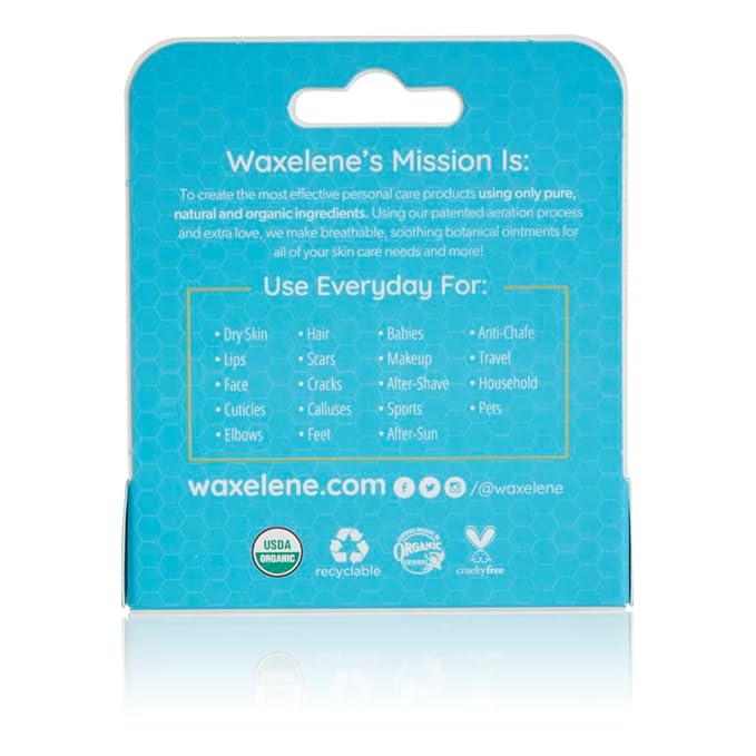 Waxelene Original Lip Tube 3 Piece, Best Lip Balm Ever Organic Calming Multipurpose Ointment Baby Eczema Dry Sensitive Skin Body Hand Face Moisturizer-BrightBean Baby