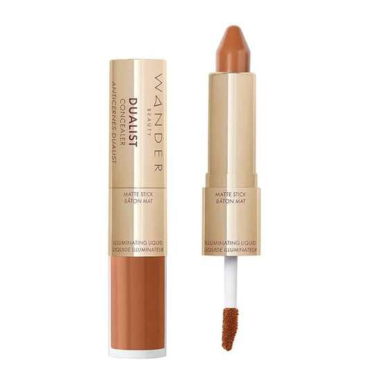 Wander Beauty Dualist Matte and Illuminating Concealer Makeup - Rich Deep - Dual-Ended Matte Concealer Stick + Liquid Concealer - Full Coverage Concealer Brightens & Hydrates Under Eyes - 0.28 fl oz-BrightBean Baby