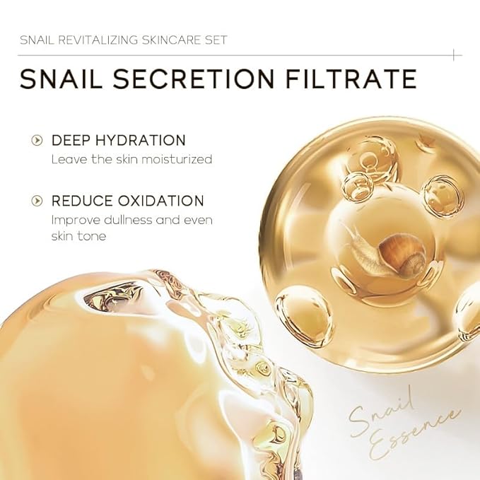 Snail Mucin Skin Care Set,Gold Snail Serum,Ginseng Snail Eye Cream,Snail Essence Cream 3 in 1 Essentials Travel,Improve Damaged Skin Lmproves Elasticity and Minimizes Pores(3pcs)-BrightBean Baby