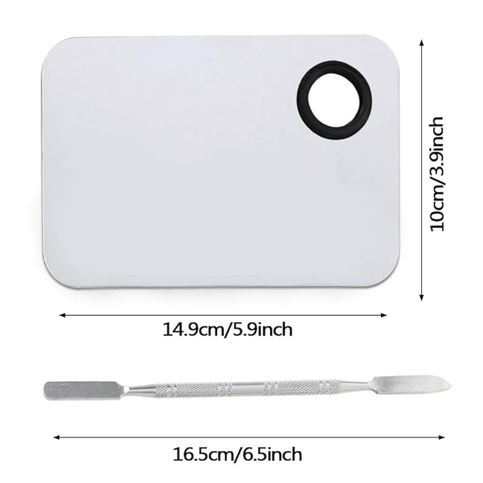 2 Pack Professional Makeup Palette, 2 Types Pro Lady Stainless Steel Cosmetic Artist Spatula with Spatula Tool for Mixing Foundation by ACKLLR, Silver-BrightBean Baby