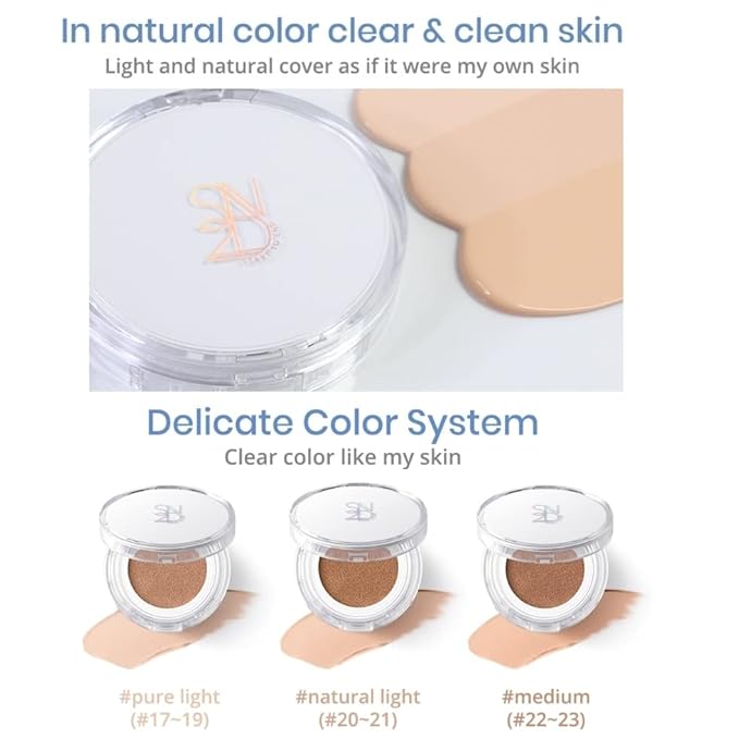 S2ND Zero Fit Matte Cushion Natural Coverage Foundation Air Cushion, Long-Lasting Hydrating Compact (#Pure Light (#17~19))-BrightBean Baby