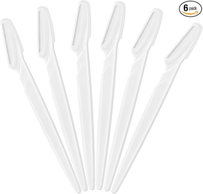 6 Pcs White Eyebrow Razor, Face Razors Multipurpose, Facial Razors for Women Men, Eyebrow Trimmers Shaver with Protective Cover, Dermaplaning Tools for Face Body Use, Facial Hair Removal Tools-BrightBean Baby