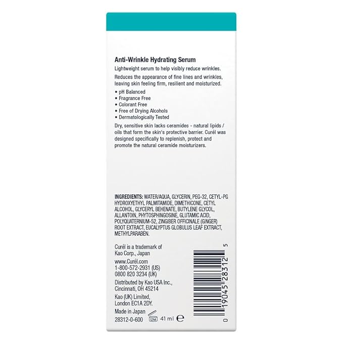 Curel Japanese Skin Care, Anti-Wrinkle Hydrating Serum, Lightweight Serum, Fragrance Free & Colorant Free, For Sensitive Skin, 1.3 Oz-BrightBean Baby