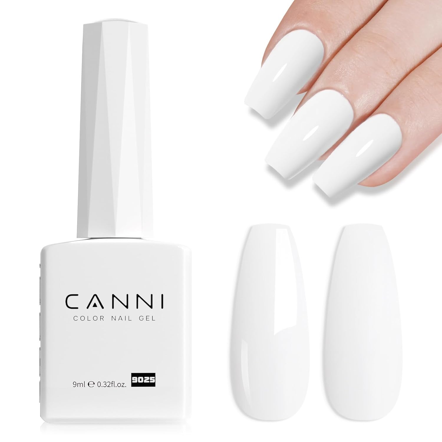 CANNI White Gel Polish – 1 Pc Pure White, High Gloss UV/LED Soak-Off Gel Nail Polish for French Manicure, DIY & Salon Quality for Grils & Women-BrightBean Baby