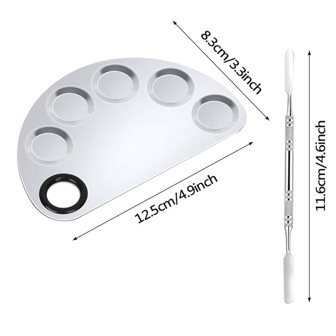2 Pack Professional Makeup Palette, 2 Types Pro Lady Stainless Steel Cosmetic Artist Spatula with Spatula Tool for Mixing Foundation by ACKLLR, Silver-BrightBean Baby
