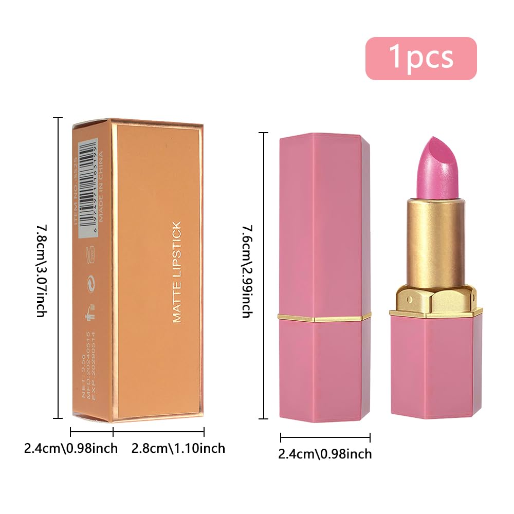 Pink Purple Metallic Lipstick for Women,Lightweight Shimmer Frosted Lipstick,Glitter Lip Gloss Stain Long Lasting Waterproof Smudge Proof 24 Hour Full Coverage Lip Makeup,Vegan-BrightBean Baby