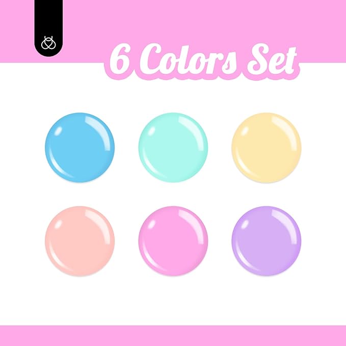 Beetles Pastel Gel Nail Polish Set, 6 Colors Unicorn Collection Blue Yellow Pink Gel Polish Soak off Uv Led Lamp Baby Blue Yellow Purple Decorations Nail Art Nail Gifts for Women-BrightBean Baby
