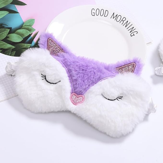 Fox Eye Mask Plush Fox Cloud Sheep Dream Eye Cover Sleeping Mask Eye Band Shade Blindfold Goggles Relax Travel Eye Patch-BrightBean Baby