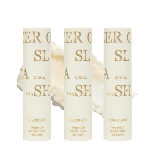Zeroslash Vegan Lip Butter Stick with Shea Butter & Squalane 0.13oz – Hydrating Lip Balm for Dry, Chapped Lips | Plant-Based Lip Care with 6 Natural Oils | Overnight Lip Mask | Pack of 3-BrightBean Baby
