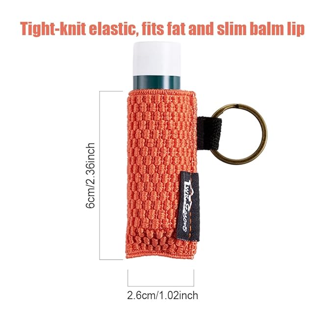WK IEASON Lip Balm Sleeves Holder Keychain 3pcs Clip on Chapstick Lipstick Sleeves Keychain Holder Pouch Tight-Knit Elastic Lipstick Sleeves Key Ring(Black/Jade/Orange)-BrightBean Baby