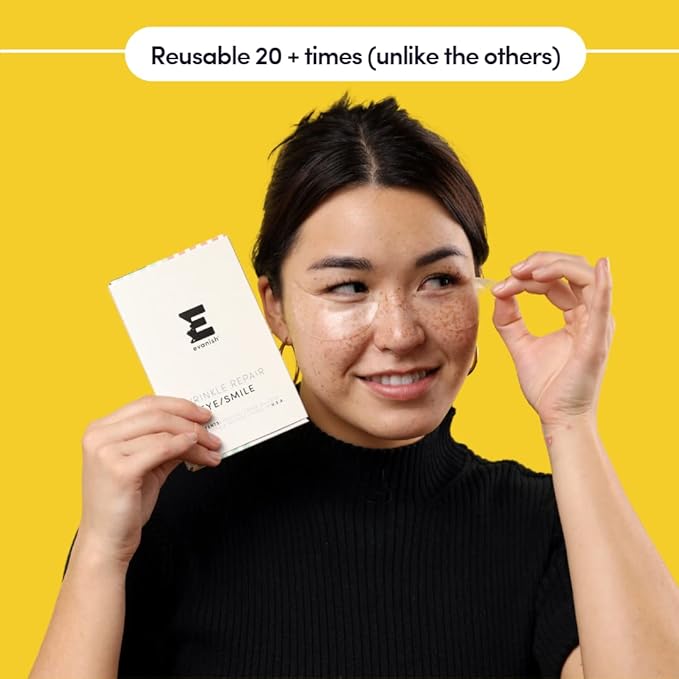 Wrinkle Repair Eyes and Smile - Hydrating Under Eye Patches for Puffy Eyes and Fine Lines - Reusable Silicone Gel Masks - Anti-Wrinkle Treatment, USA Made (2 Count)-BrightBean Baby