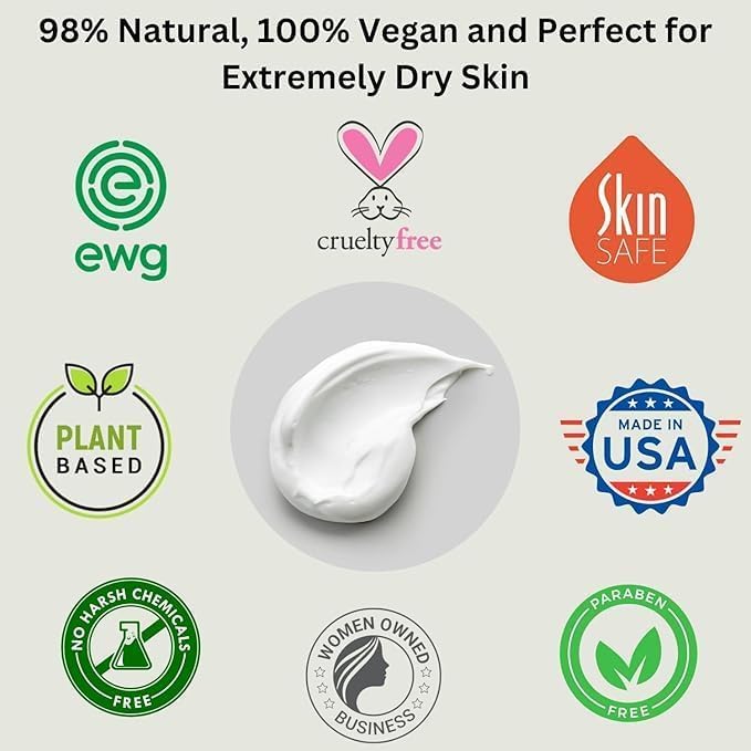 RaGaNaturals Natural Moisturizing Cream - Body & Face Moisturizer for Dry to Very Dry, Sensitive Skin - Unscented Body Cream with Vitamin E & Avocado, Argan Oil - Non-Comedogenic, Fragrance Free -8 Oz-BrightBean Baby