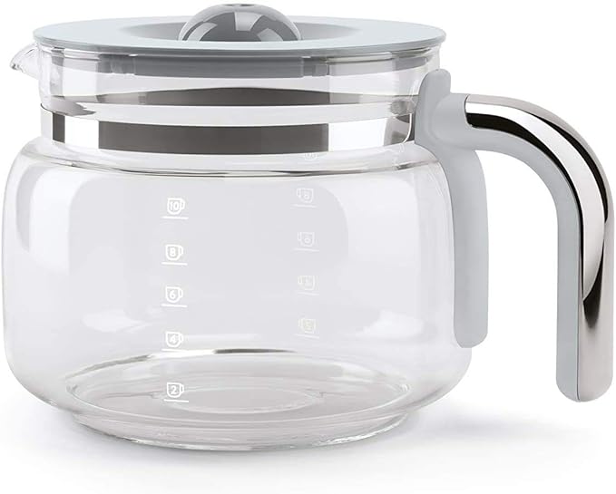 Smeg 50's Retro Style Aesthetic Drip Coffee Machine with 10 Cup Glass Carafe, Auto Start Feature, Keep Warm Plate, and Two Coffee Strength Settings (Pink)