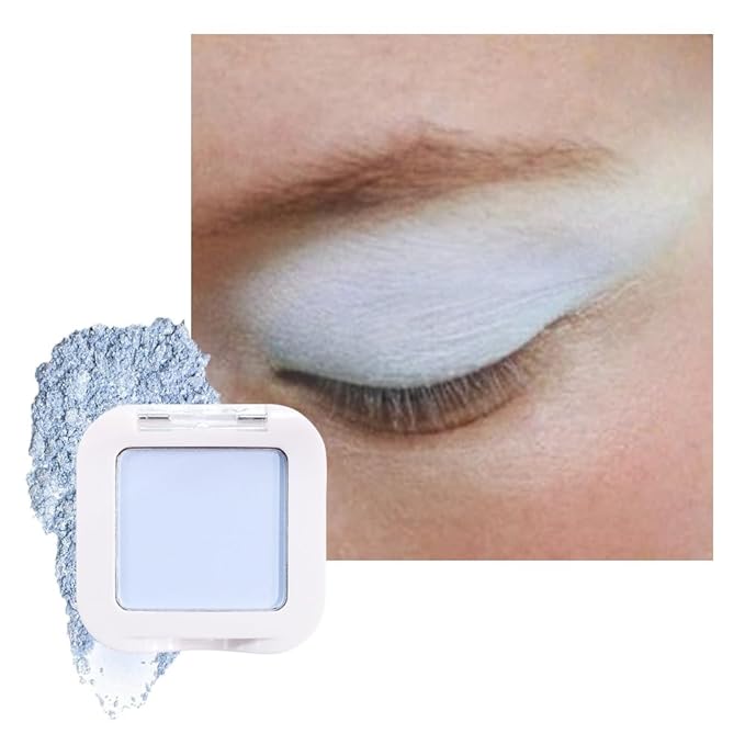 evpct Light Blue Matte Single Eyeshadow Palette, Pastel Sky Blue Natural Cream Powder Matte Eye Shadow Palette Makeup for Older Women, Highly Pigmented Mini Monochrome Eyeshadow Sombra Para Ojos-BrightBean Baby