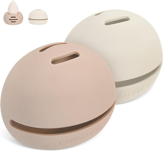 2Pcs Makeup Sponge Holder Silicone Beauty Sponge Holder Makeup Blender Case for Travel 2 in 1 Stand Storage For Quick Drying Khaki+White-BrightBean Baby