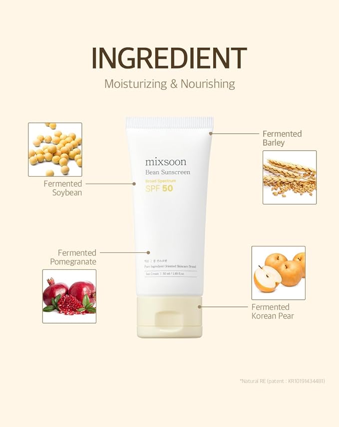 mixsoon Bean Sunscreen 1.69 Fl. Oz. / 50ml SPF 50 Airy Texture Type Lightweight No White Cast For Face Korean Glass Skin Care-BrightBean Baby