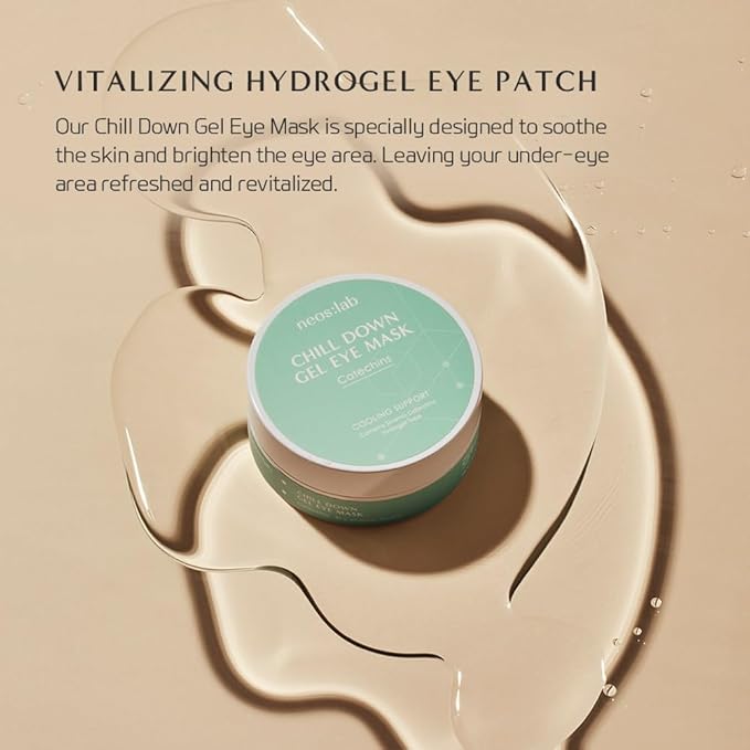 Chill Down Gel Eye Mask 60ea (30pairs) - Cooling Hydrogel Eye Patch with Catechins, Arnica Flower, Vitamins, Caffeine for Relieving Tired Eye Area, Brightening, Reducing Eye Bags, Puffy Eye-BrightBean Baby