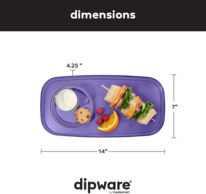 madesmart dipware Small Serving Plate, Collapsible & Removable Dip Bowl for Salsa, Queso, Sald, Olives, Premium Dishwasher & Microwave Safe, Multipurpose Plate & Bowl, Plum
