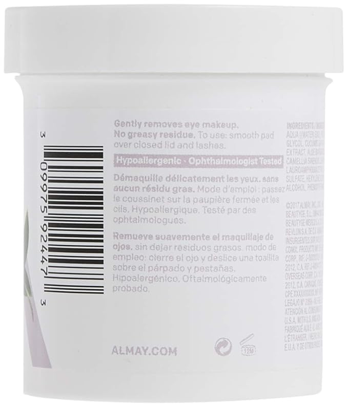 Almay Oil Free Gentle Eye Makeup Remover Pads , Oil Free Micellar, Hypoallergenic, Cruelty Free, Fragrance Free, Ophthalmologist Tested, 80 Pads ( Packaging May Vary )-BrightBean Baby