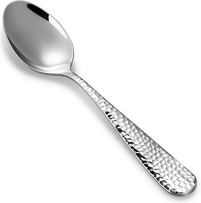 KEAWELL Premium 4-Piece Louise Hammered Spoons Set, 18/10 Stainless Steel, Set of 4, Fine Spoon Set with Round Edge, Dishwasher Safe (6.4" Teaspoons)