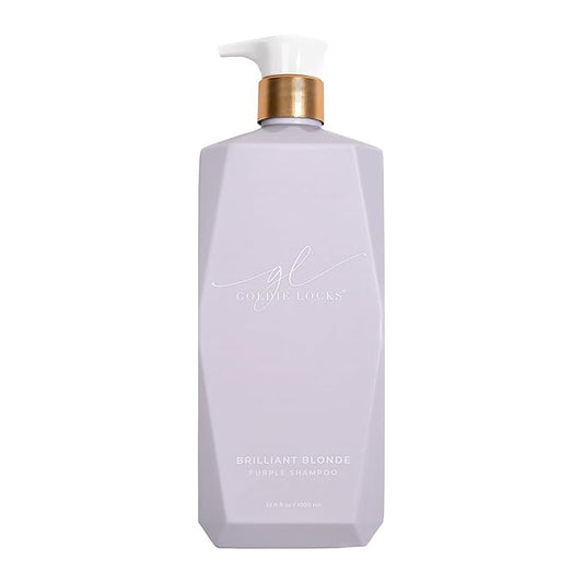 Goldie Locks Brilliant Blonde Purple Shampoo for Blonde, Lightened, Grey Hair, Extensions, Significantly Brightens, Tones, Eliminates Brass, Sulfate-Free, Nourishing, Moisturizing Leave-In, 33.8 Fl Oz-BrightBean Baby