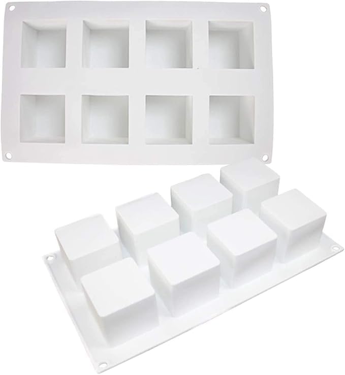 Silicone Molds Baking for Mousse Cake, 3D Baking Molds Dessert Molds for Pastry Truffle Pudding Jelly Cheesecake,3D Cube Shape (8-Cavity)