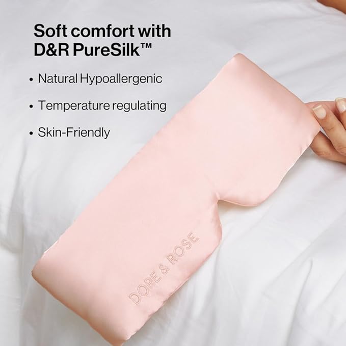 Dore & Rose Deep Sleep Mask Light Blocking, 23 Momme Mulberry Silk Eye Mask, Ultra Soft, Adjustable - Travel Sleeping Mask for Men & Women - Pink-BrightBean Baby