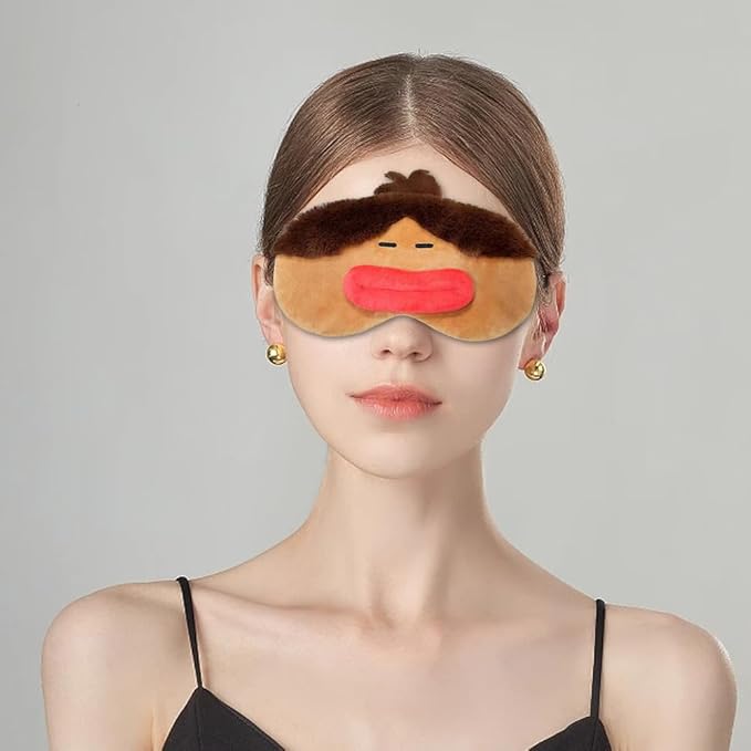 PERFECTSIGHT Sleep Eye Masks, Cute Plush Sleep Eye Cover Lightweight Adjustable Eyeshade Faux Fur Mask Cover for Women Men Sleep Travel Nap, Girl Braid-BrightBean Baby