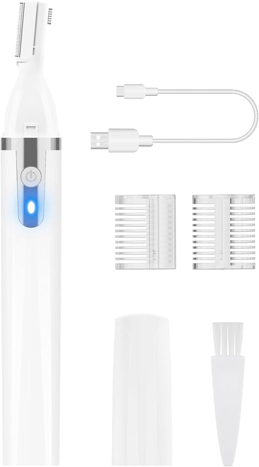 Eyebrow Trimmer Electric Eyebrow Razor, Rechargeable Facial Hair Shaver Painless Detail Trimmer with Rinseable Blade for Face Beard Neck (White)-BrightBean Baby