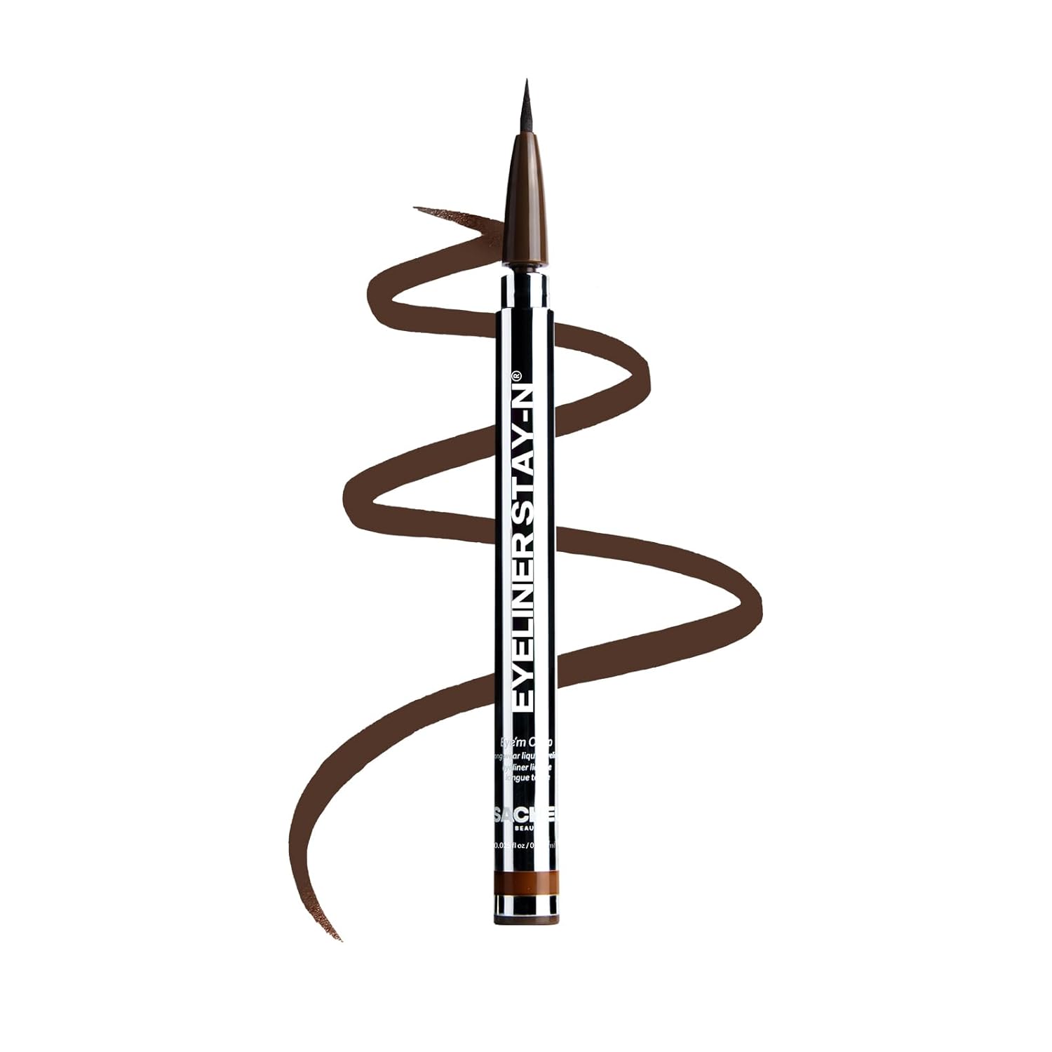 Sacheu Liquid Eyeliner STAY-N Long Wear Waterproof Eyeliner Pen with Ultra-Precise 360° Flexible Tip — Smudge-Proof Vegan & Cruelty-Free Eye Makeup, Eye’m Crisp-BrightBean Baby