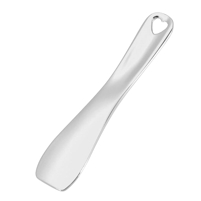 VOCOSTE 3 Pcs Makeup Spatula Mini Spoon, Eye Cream Massage Sticks Beauty Scoop, for Facial Cosmetic Face Cream, Heart Shape 2.36"x0.49", Silver Tone-BrightBean Baby