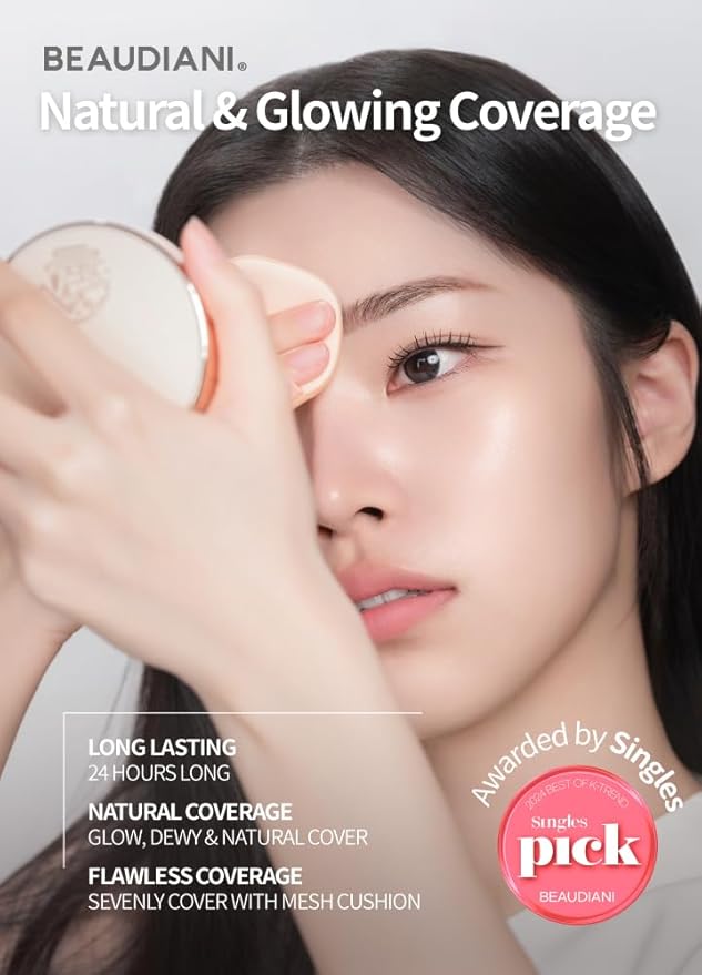 Mesh tight up cushion foundation 01, light beige, Korean compact foundation, natural coverage, glow, sweat proof makeup, long lasting, all skin type-BrightBean Baby