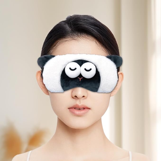 PERFECTSIGHT Sleep Eye Masks, Cute Plush Sleep Eye Cover Lightweight Adjustable Eyeshade Faux Fur Mask Cover for Women Men Sleep Travel Nap (Sheep)-BrightBean Baby