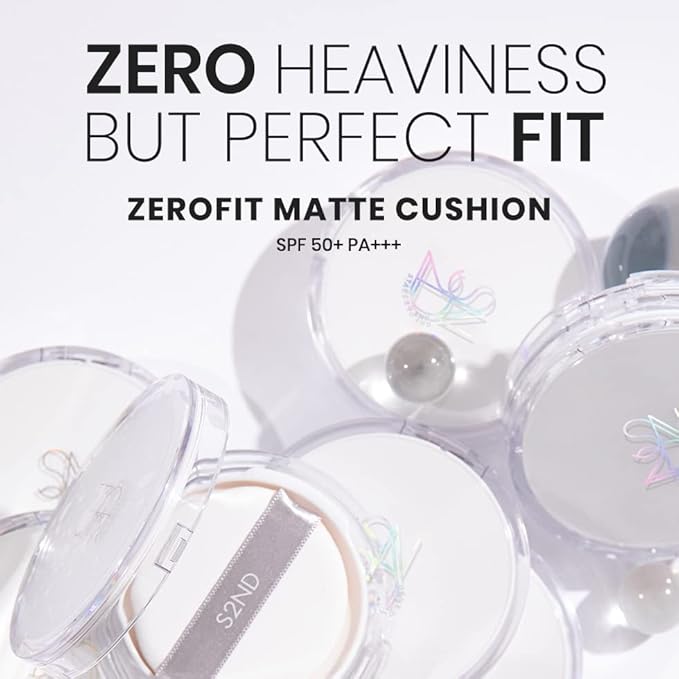 S2ND Zero Fit Matte Cushion Natural Coverage Foundation Air Cushion, Long-Lasting Hydrating Compact (#Pure Light (#17~19))-BrightBean Baby