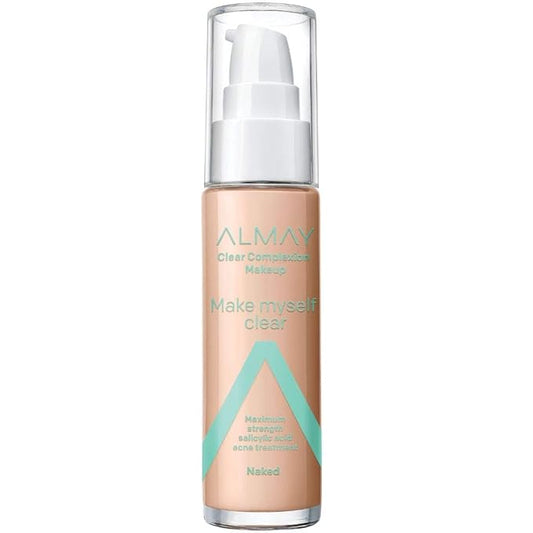 Almay Foundation, Acne Face Makeup with Salicylic Acid, Face Makeup with Skincare Ingredients, Matte Finish, Hypoallergenic, Cruelty Free, Dermatologist Tested Foundation, 300 Naked, 1 Oz-BrightBean Baby