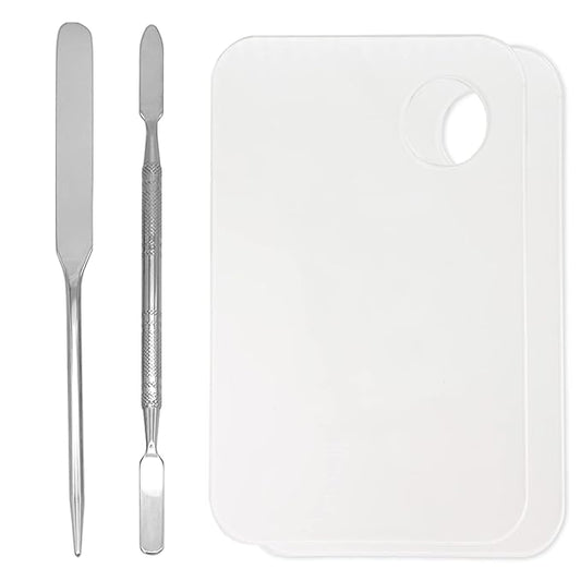 Stainless Steel Foundation Spatula with Makeup Mixing Palette, Foundation Makeup Tray Acrylic Makeup Palette Cosmetic Nail Art Color Mixing Tool Make Up Spatula, Pack of 4-BrightBean Baby